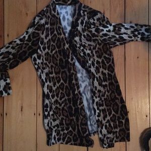 Leopard print open front cardigan